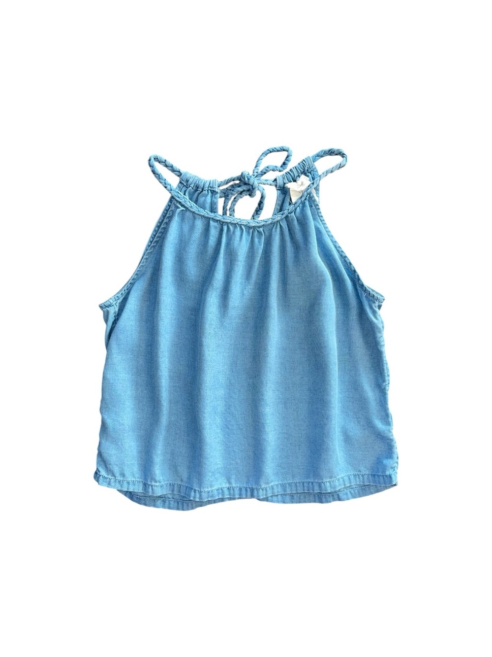Joie Chambray Halter Tank Top Braided Tie Neck Lyocell Denim Women’s Small